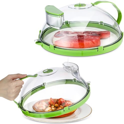 2 Pcs Microwave Cover for Food 10.2″ Clear Microwave Splatter Cover Microwave Plate Cover with Handle and Water Storage Box Microwave Lid for Kitchen Gadgets House Essentials New Home Gifts