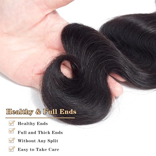 Image of 16A Body Wave Bundles Human Hair 100% Unprocessed Brazilian Virgin Hair Body Wave Single Bundles Human Hair Weave 1 Bundles Natural Color (22 Inch)