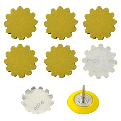 Image of 50 PCS 3 Inch Hook and Loop Sanding Discs - Wet /Dry Flex Edge Pads with Grits 150 - Compatible with Sanders & Hand Drills for Metal, Wood, Auto Projects