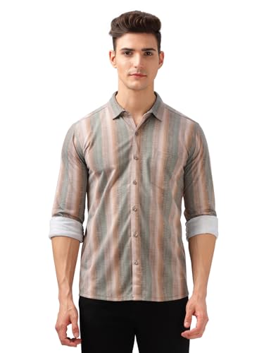 Image of BULLMER Trendy Regular Fit Striped Causal Full Sleeve Shirt for Men.