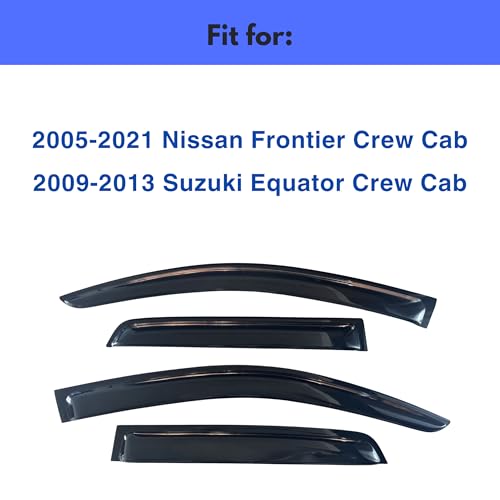 Image of IG Window Visors Fit for 2005-2021 Nissan Frontier Crew Cab, Out-Channel Rain Guards Vent Wind Deflectors 4PC, Truck Accessories for 2009-2013 Suzuki Equator Crew Cab (Full-Size Cabs)