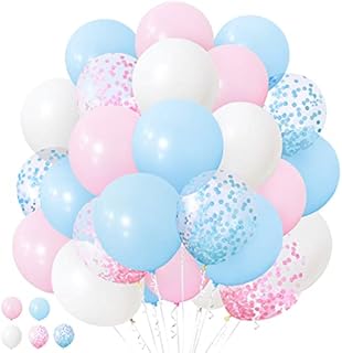 Pink Balloons, 50Pcs 12 Inch Pink and White Balloons Pink Confetti Balloons for Birthday Party Decorations Girl, Wedding, Christening Baby Shower Party Decorations