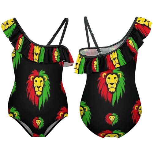 Cute Bikini Swimwear Floral Ruffle One Shoulder Swimsuit One Piece Bathing Suit3