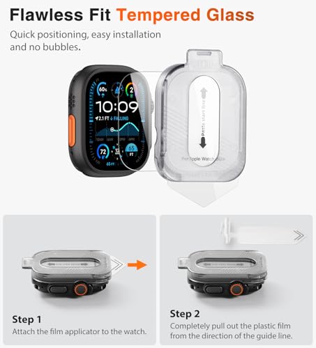 Image of ULTIMAL 3 in 1 Alloy Case for Apple Watch Ultra 3 /2 /1 49mm with Dual-Layer Shockproof Bumper, 9H Tempered Glass Screen Protector & Ceramic-Like Back Cover, Silver