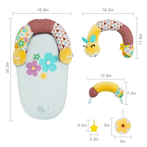 Image of Lovvie & Joy 2-in-1 Tummy Time Mat & Seated Support Pillow,Baby Tummy Time Pillow Support for Newborns and Older Babies,with Detachable Support Pillow and Toys Bee Spirit