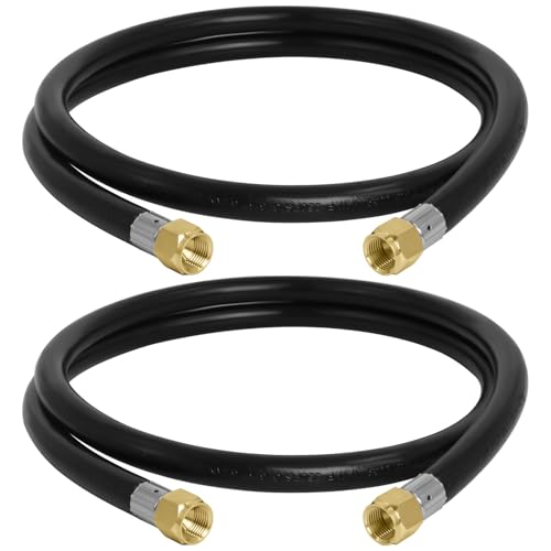 Image of Wadoy 3 /8 Propane Hose Extension RV Propane Hose Connector Assembly 5 Feet 3 /8 inch Female Flare x Female Flare Quick Connect Hose 60 Inches 2 Pack Fireplace Extension Connection Hose