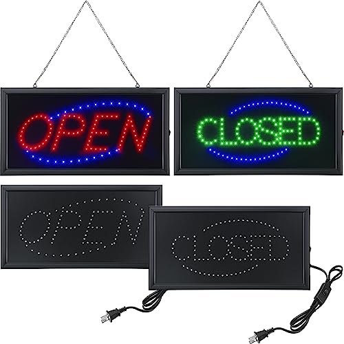 Liliful 2 Pcs Neon Open And Closed Signs For Business Set 19" X 10" Led Open Signs For Business Window Door With 2 Modes Ultra Bright Electronic Advertisement Display Bar Shop Hotel Barbershop #TOP13