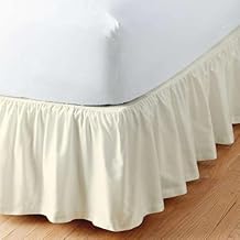 Sleepwell Ruffled Bed Skirt With Split Corners - 12 Inch Drop Poly Cotton/Microfiber Bedskirt With Platform Three Sided Coverage - Twin, Ivory