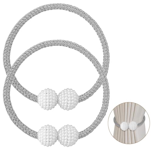 Image of 2Pack Magnetic Curtain Tiebacks, Curtain Tiebacks Buckles Holdbacks Holder Hooks Clip,Decorative Drape Handmade Curtain Tie Back(Light Grey)