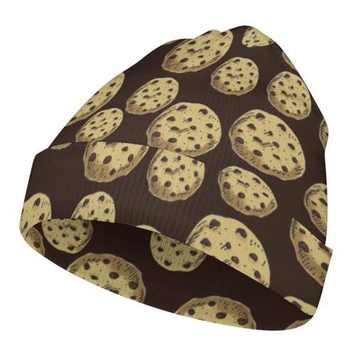 Food of Cookie Pattern Kids Beanie Hat for for Girls Boys Children Cap Winter Knitted Chemo Cancer Headwear Accessories Gifts Decoration Black