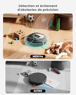 Lefant M330 Pro Robot Aspirateur Laveur avec Cartographie, 3-en-1, Navigation Laser, Technologie d'évitement PSD, Nettoyage Personnalisé, Autonomie de 150 Minutes, Contrôle Via APP/Alexa/WiFi