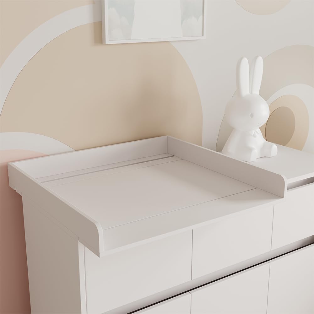 Oskar-Store Vicco Wickelaufsatz, Weiß, 80 x 76 cm für die Kommode, zur sicheren Befestigung auf handelsüblichen Kommoden
