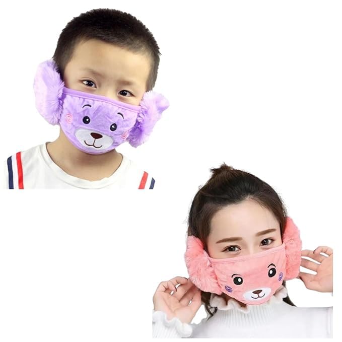 aadikart Reuseble Mask For Kids, Girl's and Boys' Warm Winter Face Mask with Plush Ear Muffs Covers (5 Years to Adult Years)-picture-11