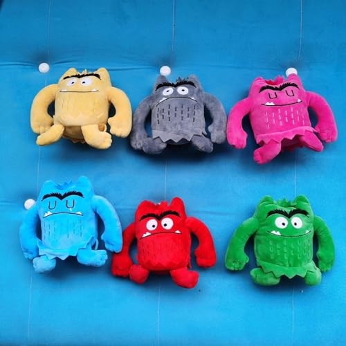 6 Stück Farbmonster Plüschtier,Emotionale Ressourcen für Kinder,Weiches trauriges blaues und glückliches gelbes Monster Plüschtier Spielzeug,Niedliches Farbmonster Plüschpuppe Spielzeug Plüschies
