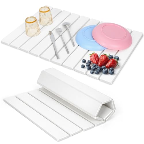 Hihikid Stone Drying Mat for Kitchen Counter, Large Stone Dish Drying Mat Foldable, Eco-friendly Absorbent Diatomaceous Earth Mats, Quick Dry Absorbent Drying Mat for Dishes Bottles Cups, 23.6