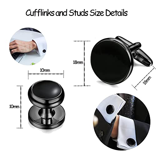 ORAZIO Cuff Links Mens Stainless Steel Cuff Links and Studs Set Gold Black Cufflinks for Men Tuxedo Studs Buttons for Formal Kit Business or Wedding Shirts3