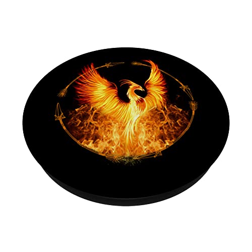 Phoenix Rising From Ashes PopSockets Swappable PopGrip, Black - Image 2
