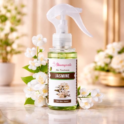 Image of Jasmine Room Freshener For Home 100ml | Refreshing Aroma Fragrance Spray Kitchen Bathroom Car Living Area Office Cabin, workspace, Bedroom Freshener (Jasmine)