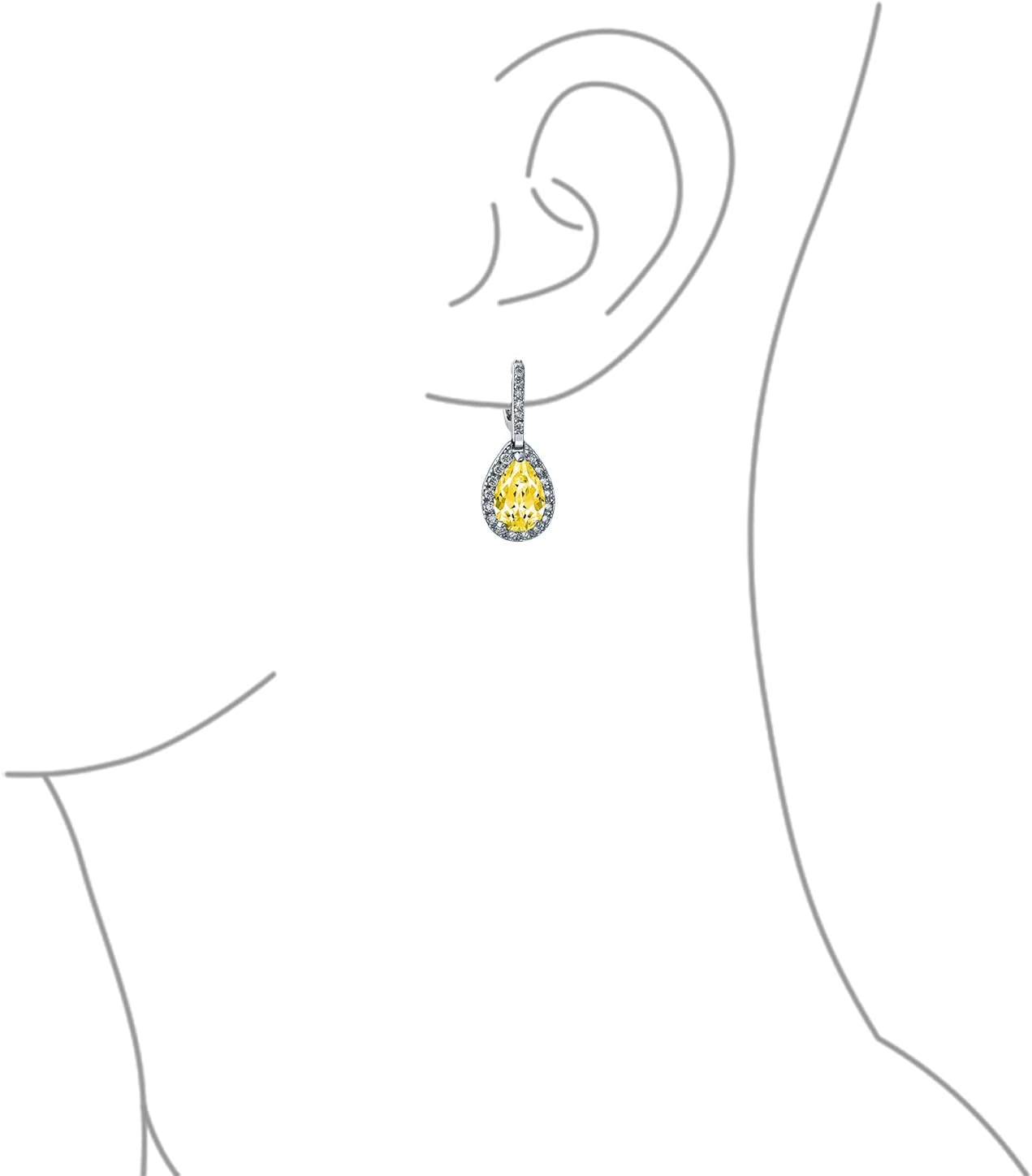 Bridal Jewelry Set 7-15 CT Vintage Style Halo Cubic Zirconia AAA CZ Huggie Pierced Snap Drop Teardrop Screw Back Clip On Earrings For Women Prom Bridesmaid Wedding Gemstone Colors Silver Gold Plated