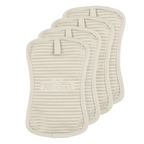 All-Clad Premium Pot Holder & Hot Pad: Heat Resistant to 500 Degrees - 100% Cotton, 10"x6.25" Hot Pad for Kitchen and Barbeque, 4-Pack, Almond