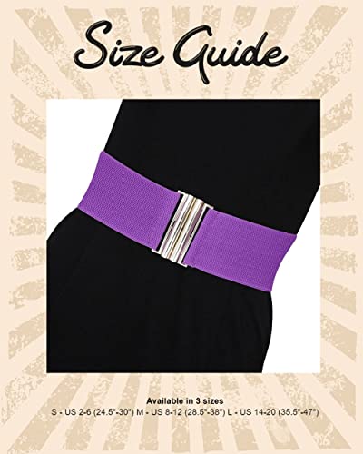 Ro Rox Ceinture Large Élastique Femme Taille Haute Style Rétro Vintage – Ceinture Stretch pour Robes, Années 50 – Boucle Moderne, Plusieurs Couleurs - Mauve (L) – vue 7