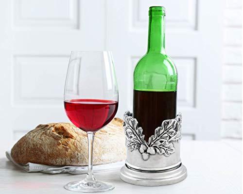 Arthur Court Sand Cast Aluminum Forest Oak Leaf Wine Bottle Coaster Sand Casted Artisan Metal 6 Inch Diameter 4 Inch Tall #TOP3