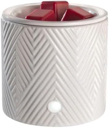 Candle-Lite White Chevron Wax Melt Warmer, Perfect for Gifting and Celebration