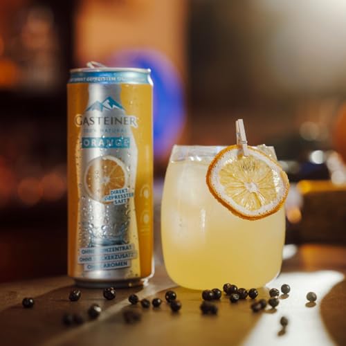 Gasteiner 100% natural | 330ml Dosen | prickelndes Wasser mit Fruchtsaft | Kohlensäurehaltig | (1 x Gasteiner Orange 24er Tray)