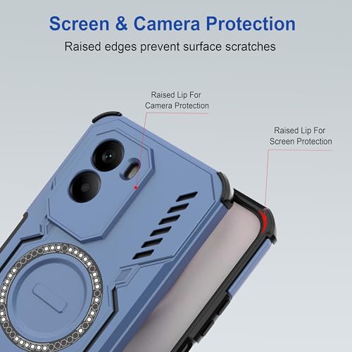 Image of Zapcase Back Case Cover for Poco M7 Plus 5G | Magnetic Case with Built-in Metal Ring | Supports MagSafe Charger, Wallet & Car Mount | Shockproof Hybrid PC + TPU | Blue