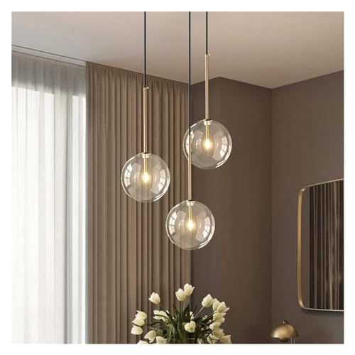 Lámparas colgantes de bola de cristal transparente modernas y candelabros de comedor 2