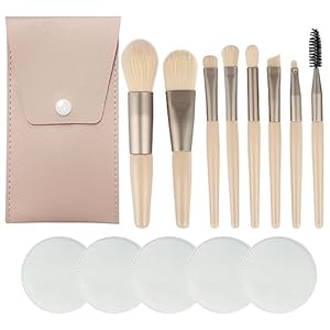 TAFACE Juego de 8 pinceles de maquillaje (el paquete de pu incluye pinceles), 5 unidades de discos de depilación, herramientas de belleza, pinceles de maquillaje, adecuados para el maquillaje