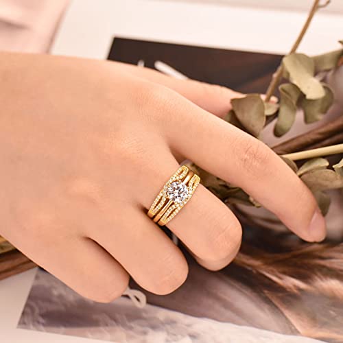 Wuziwen Wedding Rings for Women Solitaire Ring Enhancer for Engagement Ring Sterling Silver Size 4-133