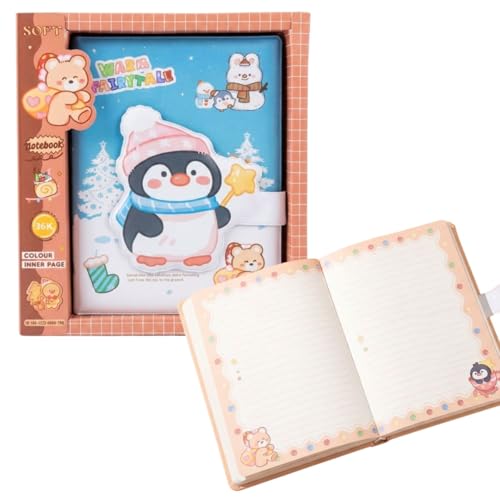 Image of FunBlast Diary for Girls - Christmas Kawaii Diary with Puffy Buckle Lock, Journal Diaries for Girls, Notepad for Students Stationary Items, Birthday Gifts (112 Sheets) (Penguin)