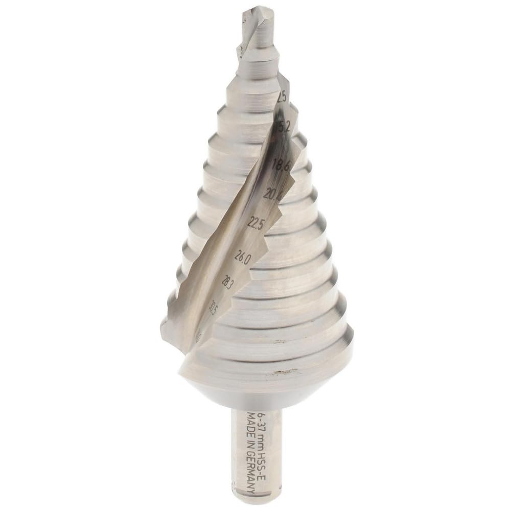 Cobalt Step Drill Bit, 12 Sizes, 6-37mm, 4mm Step, 13mm Shank, Bright Finish by Penn Tool Co.