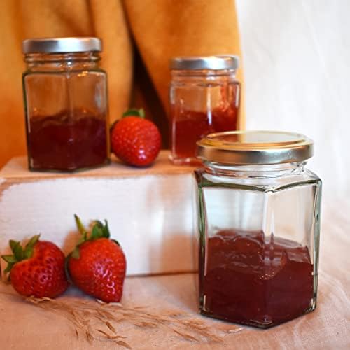 Nutley's 8oz Hexagonal Jam Jar with Screw-Top Lid - Gold (Pack of 6)