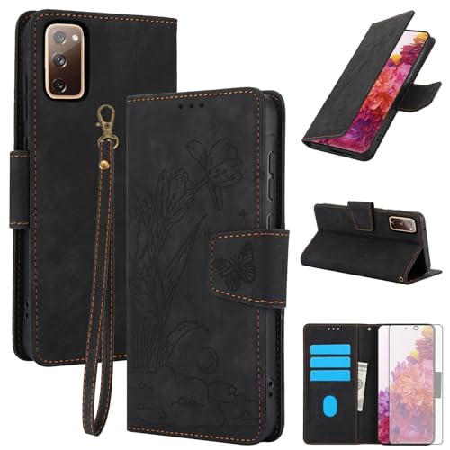 Coque Samsung S20 FE 5G étui portefeuille rabat avec verre 6,5"