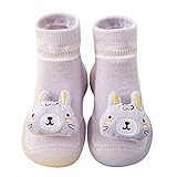 BIISDOST Sockenschuhe Baby Kleinkind Schuhe Bodensocken Weichen Sohle Antirutschsocken Socken Schuhe Baby Lauf Lernen Krabbelsocken Baby Fleeceschuhe Socken Baby 12-18 Monate