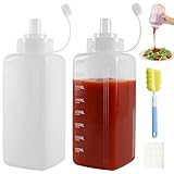 Geoyien Biberon Cocina, Biberones Cocina, 2 Biberon Aceite, con Etiqueta y Cepillo de Limpieza, Adecuado para Barbacoa, Kétchup, Aliño, Jarabe, Salsa de Ensalada (800ml)