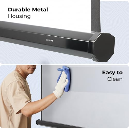 Image of Zebronics Tripod Projector Screen, 213 cm (84 Inch), 4K Support, Adjustable Height, 4:3 Aspect Ratio, 160 Wide Viewing Angle, Matte Finish Screen, Black Backing (PST84B)
