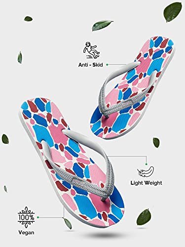 Image of NoStrain Printed Flip Flops Men Rubber Slippers for Home, Bathroom, Casual Wear for Boys Anti Slip Soft Comfortable Multicolour Hawaii Slipper