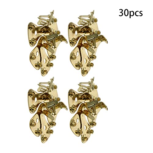 Image of Picture Hangers 0.9mm Thick Picture Hooks with Nails Professional Picture Hanging Kit, for Office Pictures House Decoration Clock Wall Mounting Brass Tone 30pcs