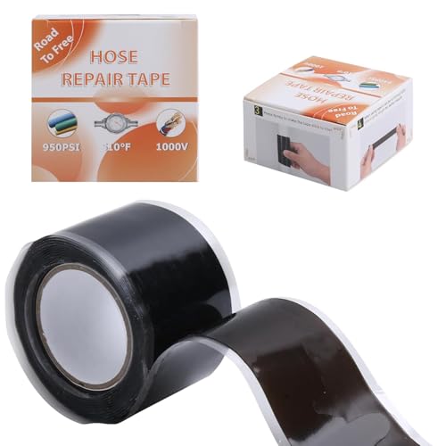 Image of Self Fusing Silicone Tape for Leak Proof 1 Inch Wide and 5 Ft Long Waterproof Rubber Hose Repair Tape for Water Wrap Seal Pipe, Black (1)