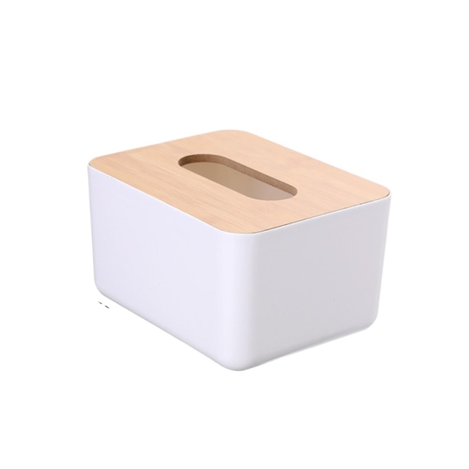 Plastic Tissue Box Wooden Lid Round Or Square Napkin Holder Container Wet Tissue Paper Dispenser Case Modern Home Car Organizer(Medium square)