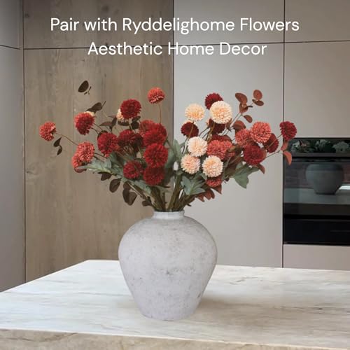 Handemade Large Round Vase for Centerpieces, White Farmhouse Rustic Vase - Image 4