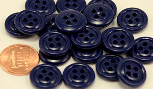 24 Shiny Cobalt Blue Plastic Buttons 5/8" 15Mm, Buttons For Sewing, Art And Craft Supplies #TOP17