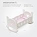 ROBOTIME Wooden Play Doll Cradle Rocking Baby Doll Crib, Reversible Doll Bedding for Toddler Girl,Fits Dolls Up to 20 Inches (White)