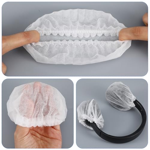500 Cubiertas Desechables para Auriculares y Cubiertas para Oídos, Cubierta Sanitaria no Tejida para Auriculares Over-Ear (4.3 Pulgadas/11cm), Ideal para Gimnasios, Salones, Call Centers y Auriculares Compartidos, Blanco miniatura 3