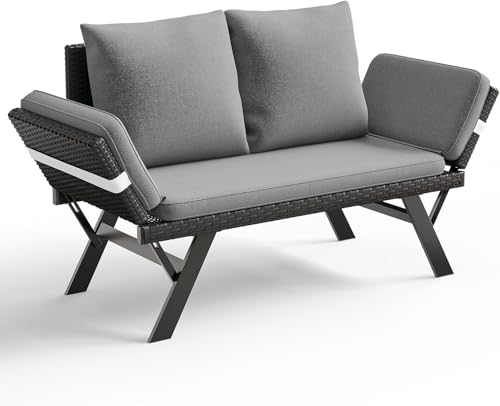 TAVATA Outdoor Rattan Patio Sofa with Cushions & Pillows