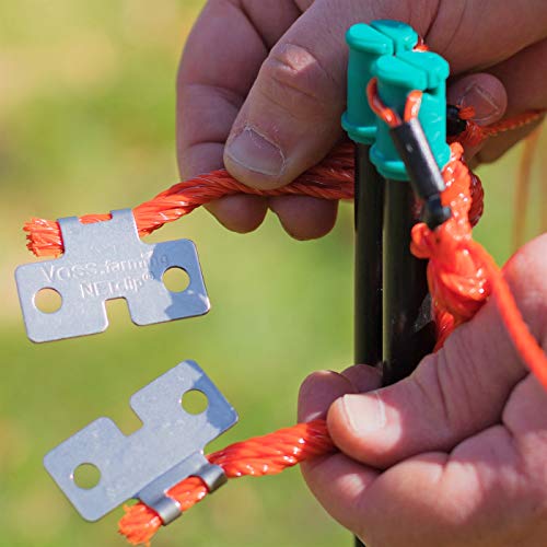 VOSS.farming Premium Schafnetz farmNET 50m 108cm Orange 2 Spitzen 14 Pfähle Schafzaun Elektronetz