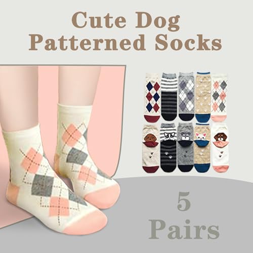 Image of Chalier Womens Funny Socks Cozy Cute Printed Patterned Fun Socks Novelty Cat Dog Socks for Women